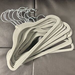15 thin velvet mini stainless steel gray hangers small children’s pet’s hangers